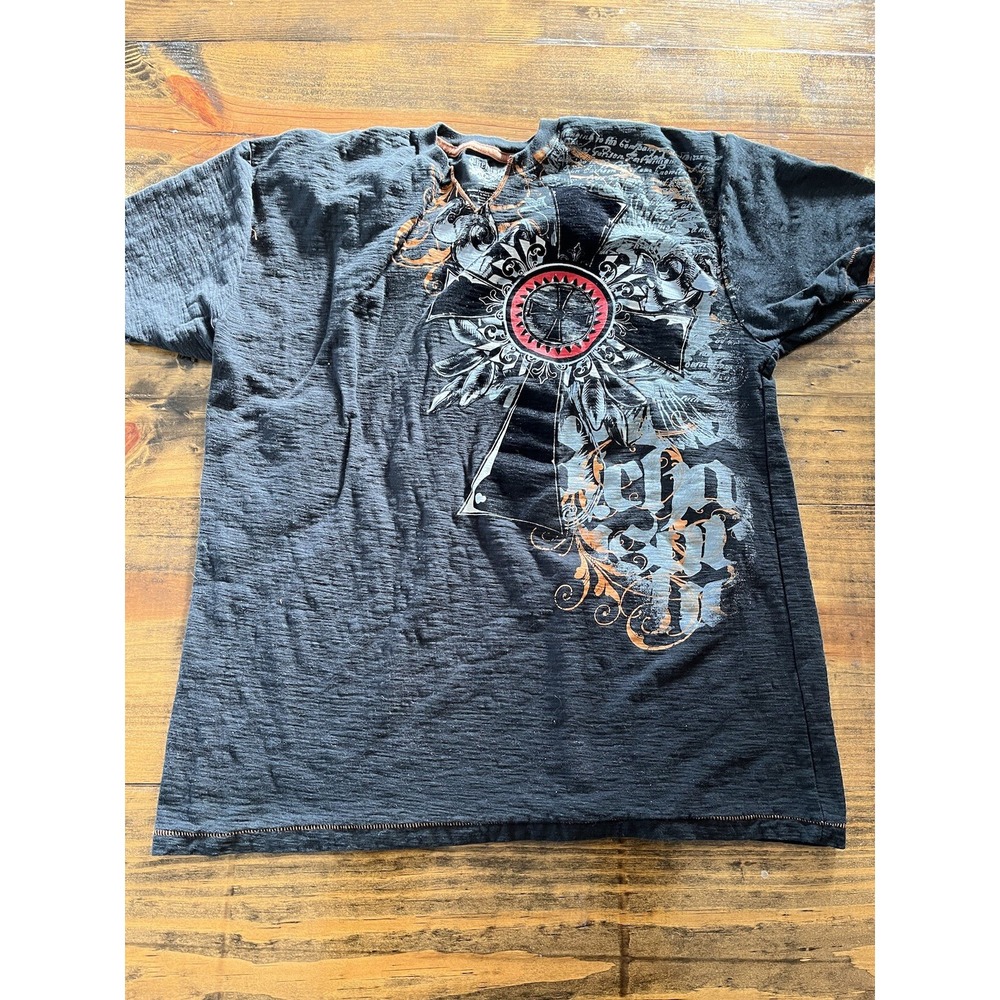 Chemistry T-Shirt Mens XL Black Winged Cross Graphic Crest Y2K Grunge Punk